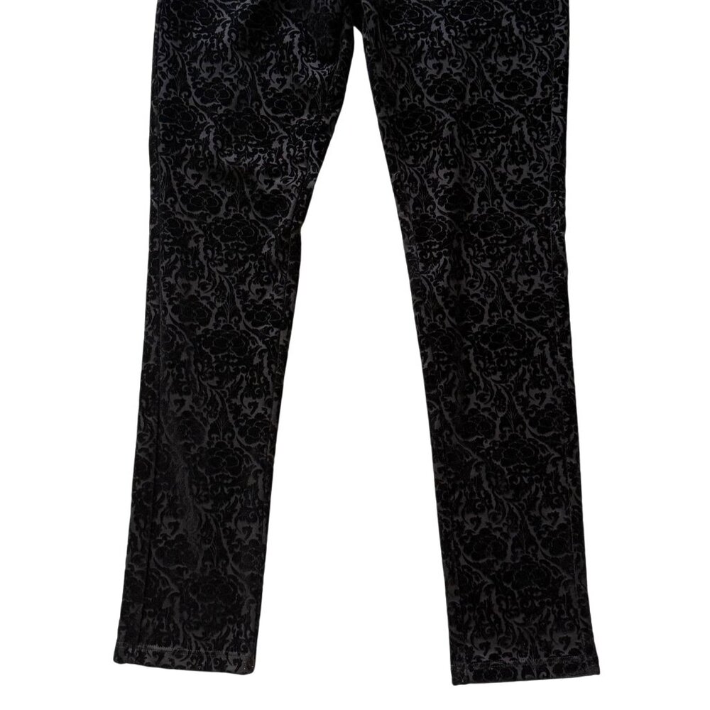 NYDJ Womens Velvet Burnout Pants Fairy Grunge Dark Romance Holiday Size 4 Black - Picture 3 of 7